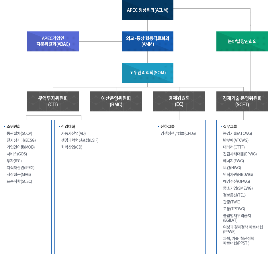아시아·태평양 경제협력체(APEC) 조직도 이미지 자세한 설명은 아래 참고하세요